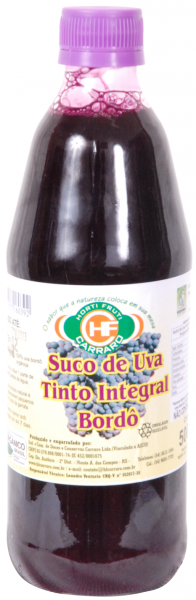 SUCO DE UVA BORDO TINTO INTEGRAL ORGÂNICO 500ML ECOVIDA